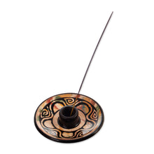 Load image into Gallery viewer, Handcrafted Round Ceramic Incense Holder in Warm Hues - Vicús Spirit | NOVICA