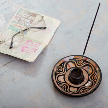 Load image into Gallery viewer, Handcrafted Round Ceramic Incense Holder in Warm Hues - Vicús Spirit | NOVICA
