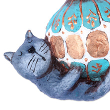 Load image into Gallery viewer, Hand-Painted Papier Mache Ornament of Cat and Holiday Ball - Feline Sphere | NOVICA