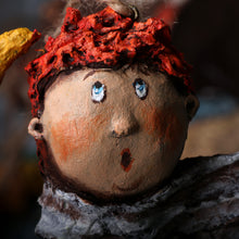 Load image into Gallery viewer, Hand-Painted Papier Mache Ornament of Boy and Moon - The Dreamy Boy | NOVICA