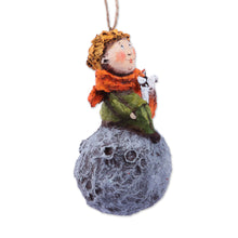 Load image into Gallery viewer, Hand-Painted Papier Mache Ornament of Boy and Fox - The Dreamy Prince | NOVICA