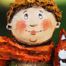 Load image into Gallery viewer, Hand-Painted Papier Mache Ornament of Boy and Fox - The Dreamy Prince | NOVICA