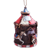 Load image into Gallery viewer, Hand-Painted Papier Mache Carousel Ornament from Armenia - Sweet Carousel | NOVICA