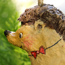 Load image into Gallery viewer, Hand-Painted Papier Mache Ornament of Hedgehog on a Drum - Hedgehog's Spectacle | NOVICA