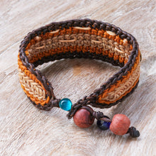 Load image into Gallery viewer, Warm-Toned Beaded Wristband Bracelet with Brass Coins - Earth Coins | NOVICA