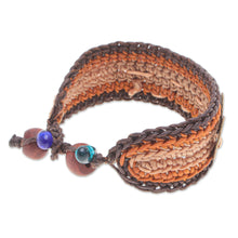 Load image into Gallery viewer, Warm-Toned Beaded Wristband Bracelet with Brass Coins - Earth Coins | NOVICA