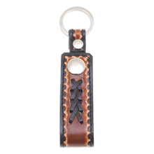 Load image into Gallery viewer, Handcrafted Black and Brown Leather Keychain from Thailand - A Dark Key to Success | NOVICA