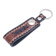 Load image into Gallery viewer, Handcrafted Black and Brown Leather Keychain from Thailand - A Dark Key to Success | NOVICA