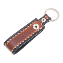 Load image into Gallery viewer, Handcrafted Black and Brown Leather Keychain from Thailand - A Dark Key to Success | NOVICA