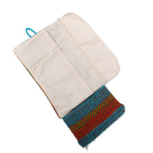 Load image into Gallery viewer, Brown and Teal Handloomed Wool Organizer with Button Closure - Sumaq | NOVICA