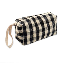 Load image into Gallery viewer, Handmade Checkered Wool Cosmetic Bag with Zipper Closure - Adventure Squares | NOVICA