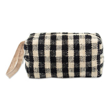 Load image into Gallery viewer, Handmade Checkered Wool Cosmetic Bag with Zipper Closure - Adventure Squares | NOVICA