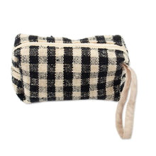 Load image into Gallery viewer, Handmade Checkered Wool Cosmetic Bag with Zipper Closure - Adventure Squares | NOVICA