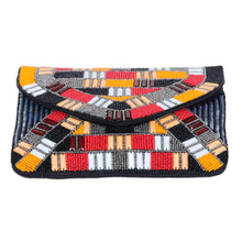Load image into Gallery viewer, Handcrafted Geometric Beaded Clutch in Vibrant Hues - India's Glamour | NOVICA