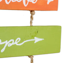 Load image into Gallery viewer, Hand-Painted Inspirational Wood Wall Art with Jute Cords - Happy Thoughts | NOVICA