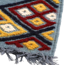 Load image into Gallery viewer, 2 Grey Cotton Coasters with Hand-Embroidered Geometric Motif - Embellished Grey | NOVICA