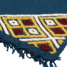 Load image into Gallery viewer, 2 Blue Cotton Coasters with Hand-Embroidered Geometric Motif - Embellished Blue | NOVICA