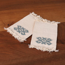 Load image into Gallery viewer, 2 Handwoven Ivory Cotton Coasters with Wool Hand Embroidery - Traditions in Ivory | NOVICA