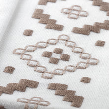 Load image into Gallery viewer, Embroidered Brown and White Cotton Tea Towels (Pair) - Cocoa Diamonds | NOVICA