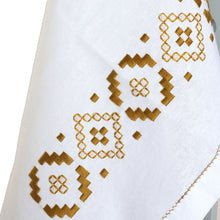 Load image into Gallery viewer, Embroidered Golden and White Cotton Tea Towels (Pair) - Treasure Diamonds | NOVICA