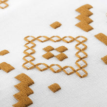 Load image into Gallery viewer, Embroidered Golden and White Cotton Tea Towels (Pair) - Treasure Diamonds | NOVICA