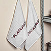 Load image into Gallery viewer, Arrow-Themed Burgundy and Beige Cotton Tea Towels (Pair) - Burgundy Saga | NOVICA