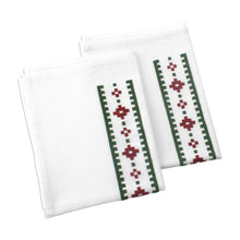 Load image into Gallery viewer, Geometric Green and Burgundy Cotton Tea Towels (Pair) - Burgundy Paths | NOVICA