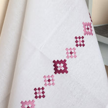 Load image into Gallery viewer, Geometric Embroidered Burgundy Cotton Tea Towel - Burgundy Sparkles | NOVICA