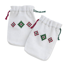 Load image into Gallery viewer, Set of 2 Embroidered Cotton Pouches from Armenia - Merlot Fields | NOVICA