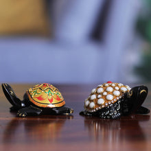 Load image into Gallery viewer, 2 Wood Turtle Magnets with Beaded and Hand-Painted Accents - Festive Turtles | NOVICA