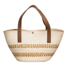 Load image into Gallery viewer, Handcrafted Beige and Golden Natural Fiber Shoulder Bag - El Sunzal Beach | NOVICA