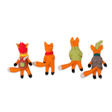 Load image into Gallery viewer, Set of 4 Handcrafted Wool Felt Fox Ornaments from India - Fantastic Fox Friends | NOVICA