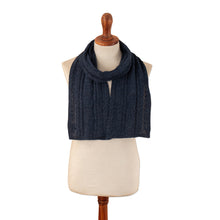 Load image into Gallery viewer, Soft Knit 100% Alpaca Scarf in an Indigo Base Hue - Indigo Braid | NOVICA