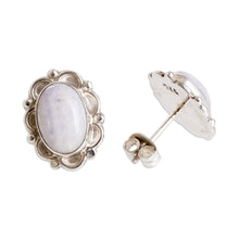 Load image into Gallery viewer, Sterling Silver Button Earrings with Lilac Jade Stones - Maya Queen in Lilac | NOVICA