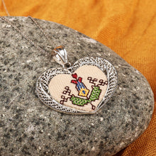 Load image into Gallery viewer, Embroidered Floral Heart-Shaped Filigree Pendant Necklace - Romance in Armenia | NOVICA