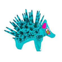 Load image into Gallery viewer, Hand-Painted Wood Alebrije Porcupine Figurine in Jade Green - Cute Porcupine in Jade | NOVICA