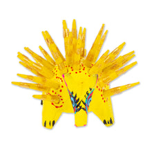 Load image into Gallery viewer, Hand-Painted Wood Alebrije Porcupine Figurine in Yellow - Cute Porcupine in Yellow | NOVICA