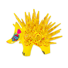 Load image into Gallery viewer, Hand-Painted Wood Alebrije Porcupine Figurine in Yellow - Cute Porcupine in Yellow | NOVICA