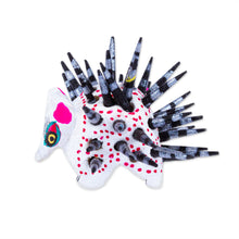 Load image into Gallery viewer, Hand-Painted Wood Alebrije Porcupine Figurine in White - Cute Porcupine in White | NOVICA