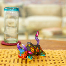 Load image into Gallery viewer, Hand-Painted Colorful Wood Alebrije Bull Figurine in Black - Sea Bull | NOVICA