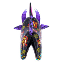 Load image into Gallery viewer, Hand-Painted Colorful Wood Alebrije Bull Figurine in Black - Sea Bull | NOVICA