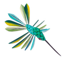 Load image into Gallery viewer, Hand-Painted Green Copal Wood Alebrije Bird Ornament - Jungle Plumage | NOVICA
