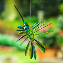 Load image into Gallery viewer, Hand-Painted Green Copal Wood Alebrije Bird Ornament - Jungle Plumage | NOVICA