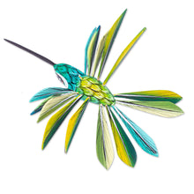 Load image into Gallery viewer, Hand-Painted Green Copal Wood Alebrije Bird Ornament - Jungle Plumage | NOVICA