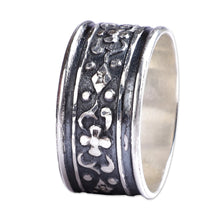 Load image into Gallery viewer, Classic Floral Sterling Silver Band Ring from Armenia - Ancestral Blossom | NOVICA