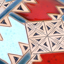 Load image into Gallery viewer, Pair of Handcrafted Ceramic Coasters in Blue and Red Hues - Blue Metropolis | NOVICA