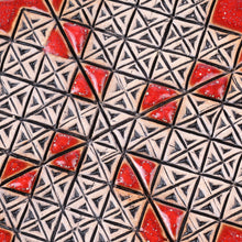 Load image into Gallery viewer, Handmade Geometric Red Ceramic Pomegranate Wall Art - Good Energies | NOVICA