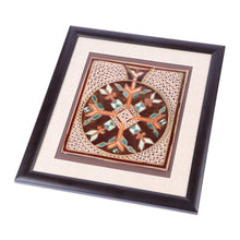 Load image into Gallery viewer, Pomegranate-Themed Traditional Ceramic and Wood Wall Art - New Beginnings | NOVICA