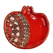 Load image into Gallery viewer, Glazed Ceramic Pomegranate Catchall in Red - Vibrant Red Pomegranate | NOVICA