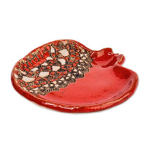 Load image into Gallery viewer, Glazed Ceramic Pomegranate Catchall in Red - Vibrant Red Pomegranate | NOVICA